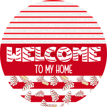 Door Hanger, Christmas Sign, Red White Christmas Cake Sign, Welcome Sign, 18